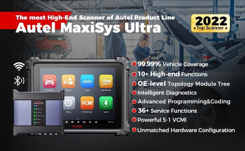 Maxisys Ultra Diagnostic OE-Level Full System Diagnostic Scanner, OBD2/Can Bi-Directional Diagnostic Tool, 36+ Reset Service ,Key Program,ECU Coding,Vcmi Modul