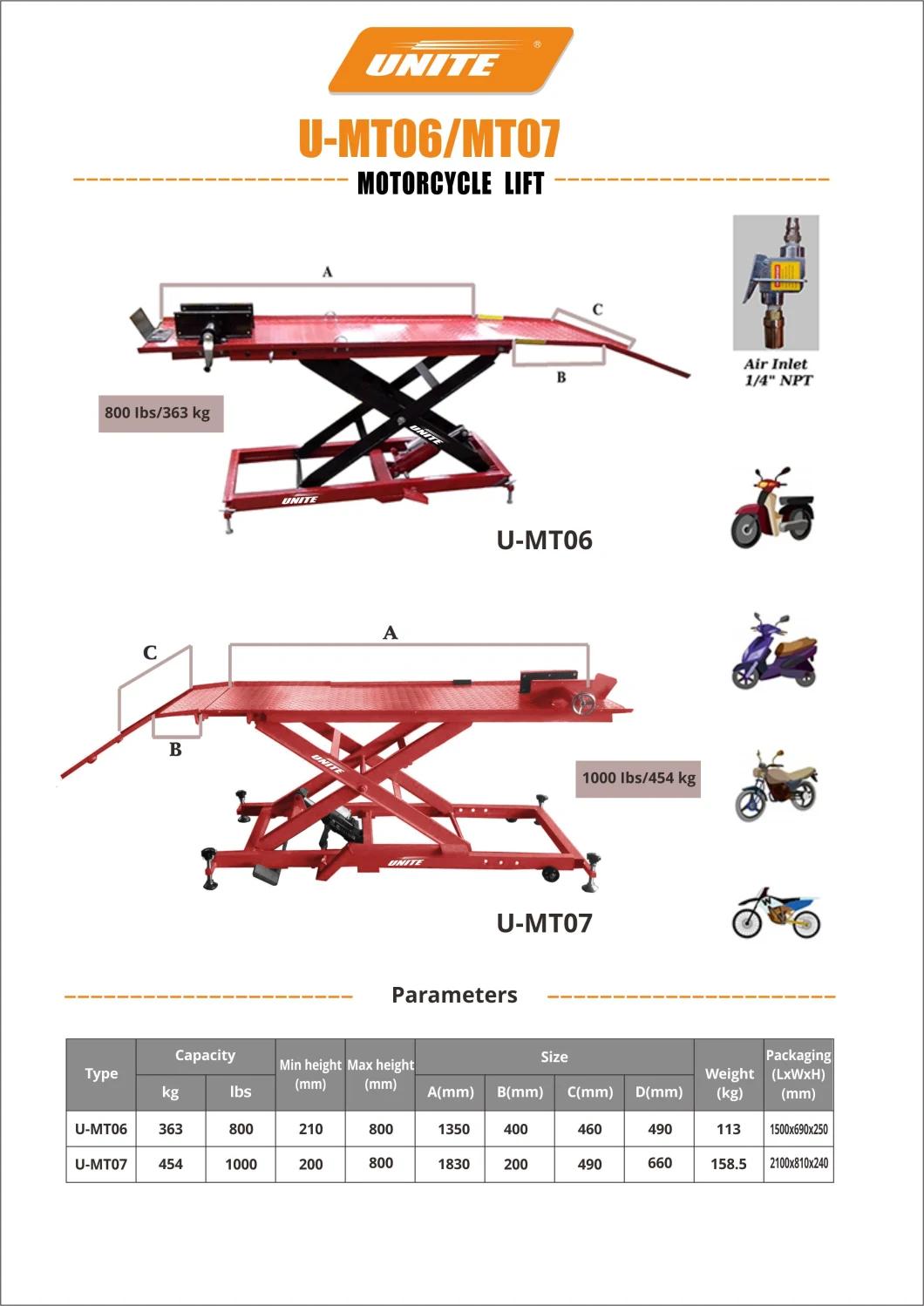 Pneumatic Motorcycle Lift Air-Operated Motorcycles Hoist for Motorbike U-Mt06