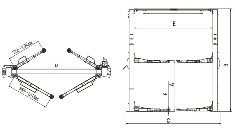 High Precision 2 Post Hydraulic Elevator with 9000lbs Capacity (209C)