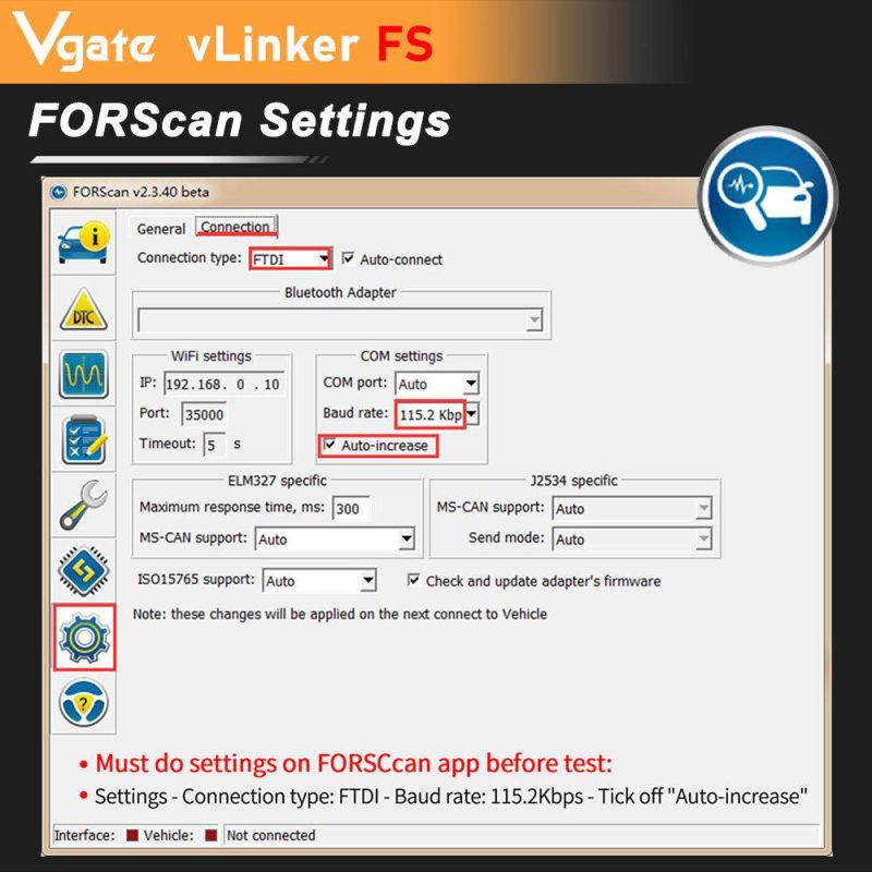 Vgate Vlinker Fs Elm327 for Ford Forscan HS/Ms-Can Elm 327 OBD 2 OBD2 Car Diagnostic Scanner Obdii Interface Tools for Mazda