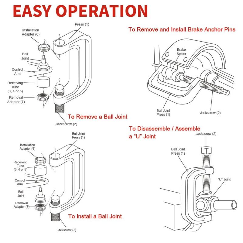 Viktec 4 In1 Ball Joint Service Auto Tool Kit 2WD & 4WD Car Repair Remover Installer (VT01015)