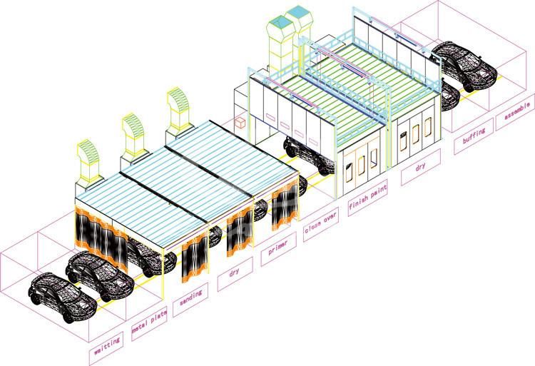 Auto Body Fast Repair System Line Paint Booth for 4s Shop