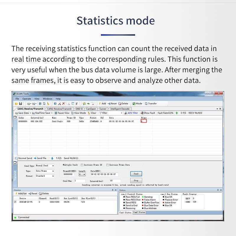 Support Ecantools Test Software to Diagnose Automotive Usbcan-OBD