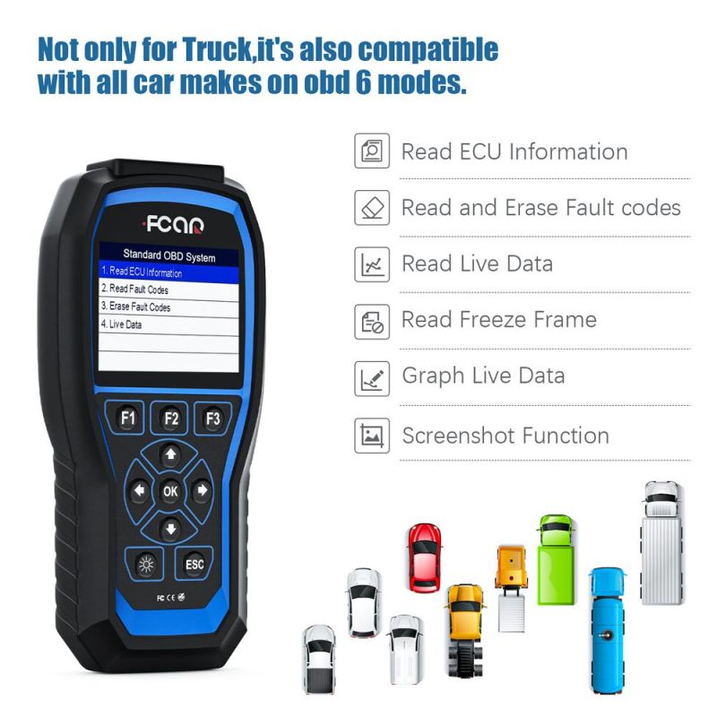 Fcar F507 Heavy Duty Diesel Truck Car Diagnostic Tool ABS Ger Reast Pickup Bus Excavator OBD2 Automotive Diagnostic Scanner