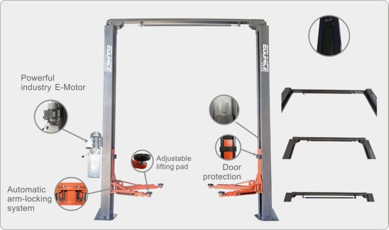 4000kg Equipment Vehicles Clear Floor Hoist Automatic Electromagnet Release Hydraulic Two Post Car Lift