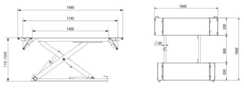 Portable MID-Rise Auto Scissor Lift with 3500kg Lifting Capacity