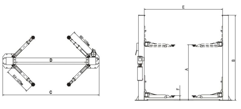 Hydraulic Direct-Drive Two Post Auto Lift with Floor Plate Type