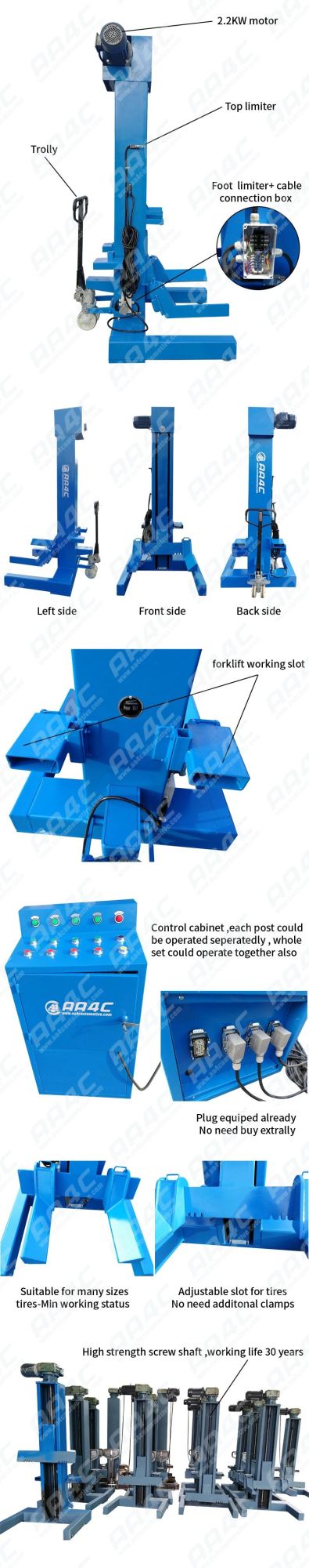 AA4c 30t Heavy Duty Vehicle Lift Truck Hoist Combined 4 Post Lift Parking Lift Mechanical (Screw-up)