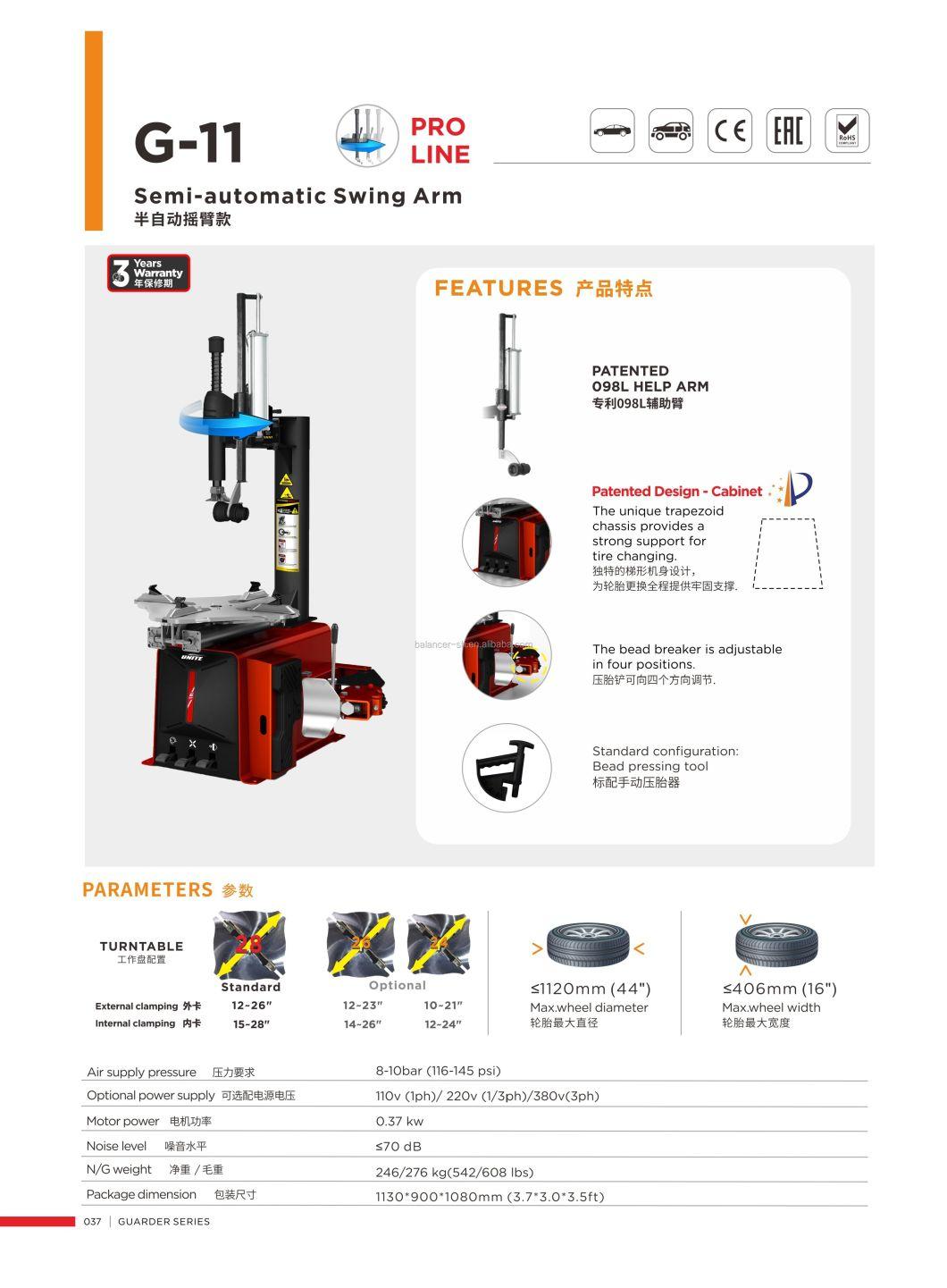 Unite Swing Arm Tire Changer with Right 098L Help Arm Tyre Changer Car Tire Repair Equipment G11