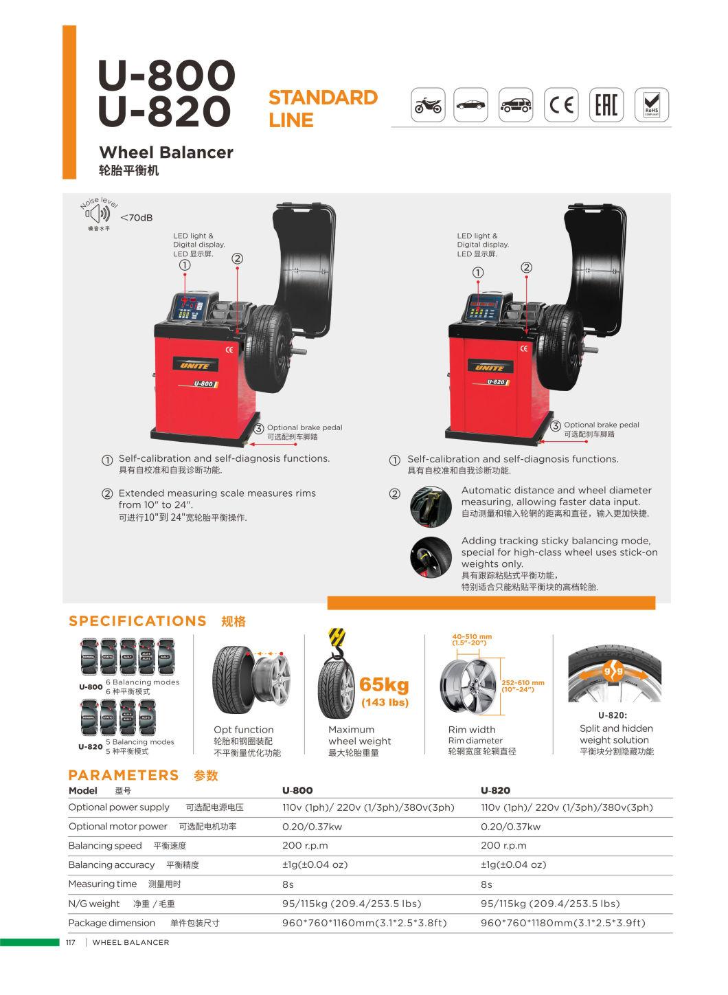 Unite Wheel Balancing Wholesale Car Tire Wheel Balancer with High Accuracy Smart Balance Wheel U-820