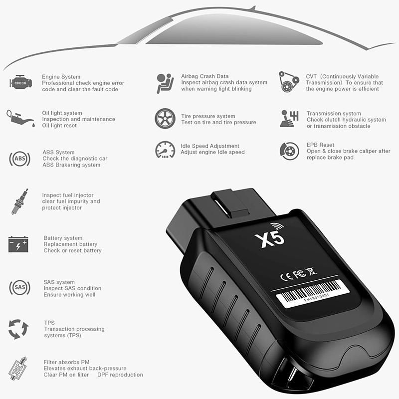 Ancel X5 Easydiag OBD2 OBD Full System WiFi Auto Diagnostic Scanner ABS SRS Epb DPF Oil Service Reset Tool ECU Coding Scan Tools