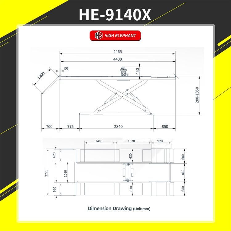 Underground Mounting Full Rise Car Scissor Lift Wheel Lift Equipment