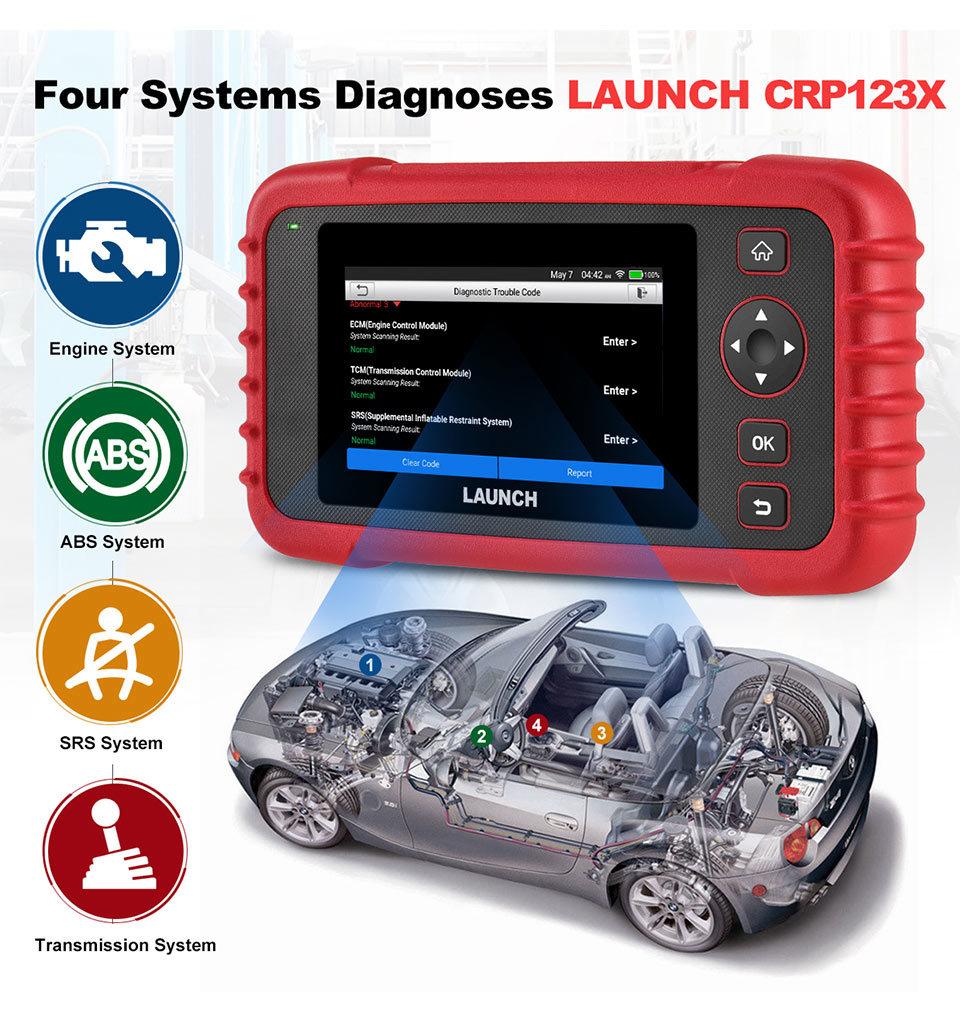 Launch Crp123X OBD2 Code Reader for Engine Transmission ABS SRS Diagnostics with Autovin Service Lifetime Free Update Online