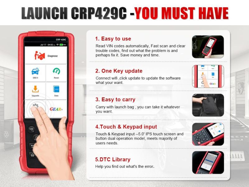 Launch Crp429c Bluetooth WiFi Auto Scanner OBD II Pk Crp123