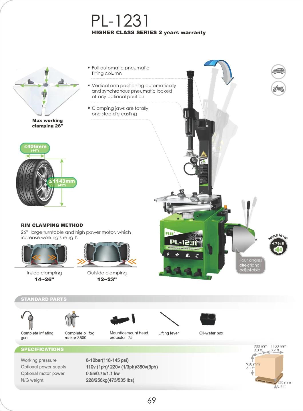 Puli Full Automatic Tilting Tyre Changer CE Price Pl-1231 Auto Maintenance Repair Equipment for Sale