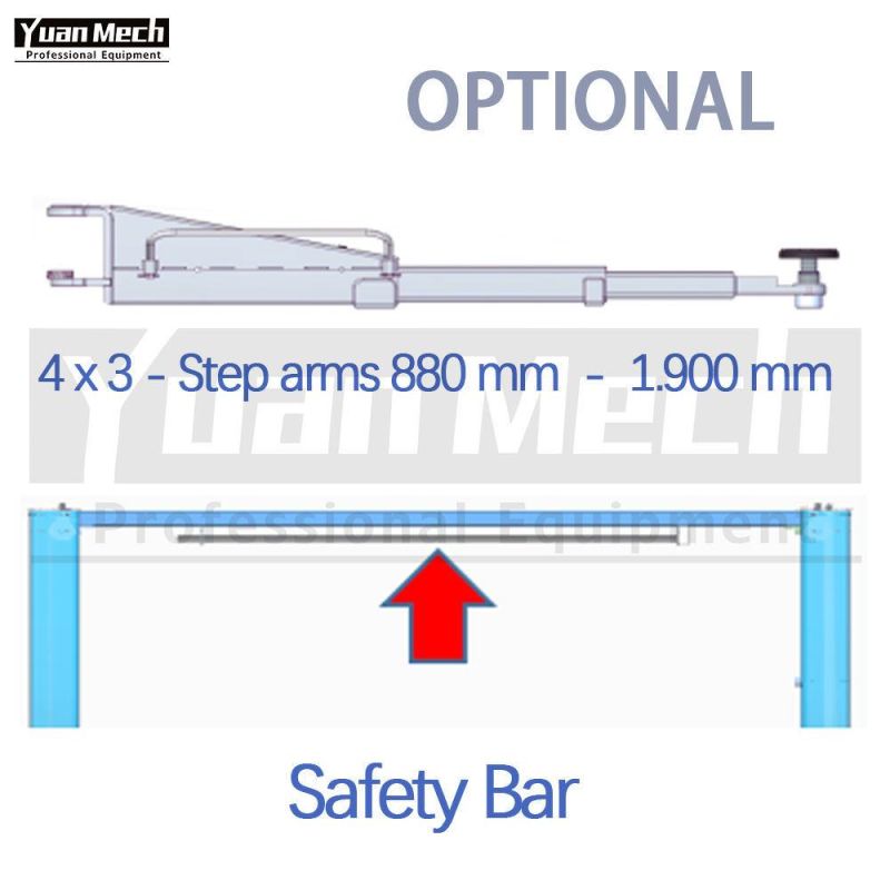 Yuanmech F4033em Baseplate Car Lift Two Post 4t with Manual Down Ventil Leverand and Electromagnet Mechanical