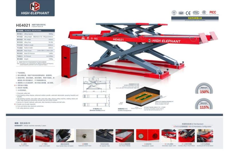 Hot Sale Hydraulic Scissor Lift Platform for Garage Equipment with CE