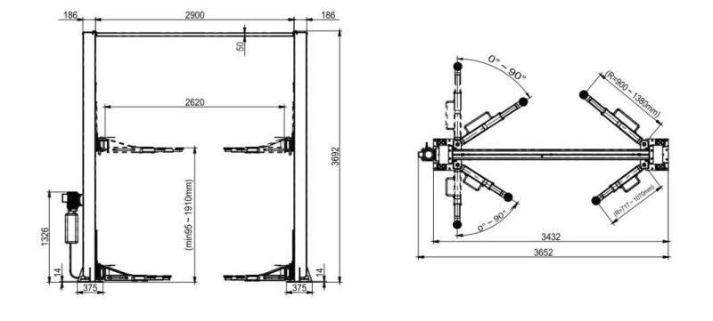 Garage Lifting Car Equipment Hydraulic Two Post Car Lift with CE Certification