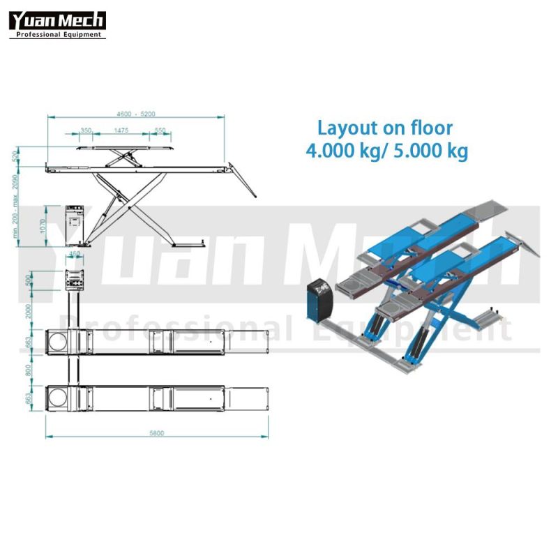 European Standard on Floor 3.5t Big Scissor Hydraulic Lift