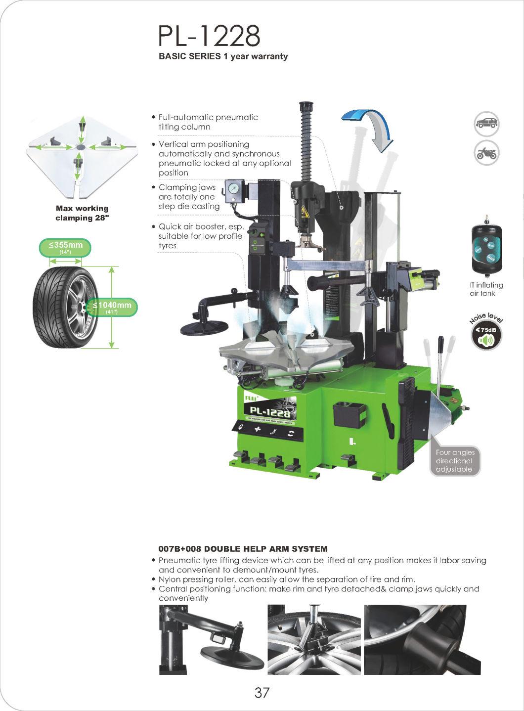 Puli Full-Automatic Tilting Arm Tire Changer CE Pl-1228 Machine Price Economical Auto Maintenance Repair Equipment for Sale