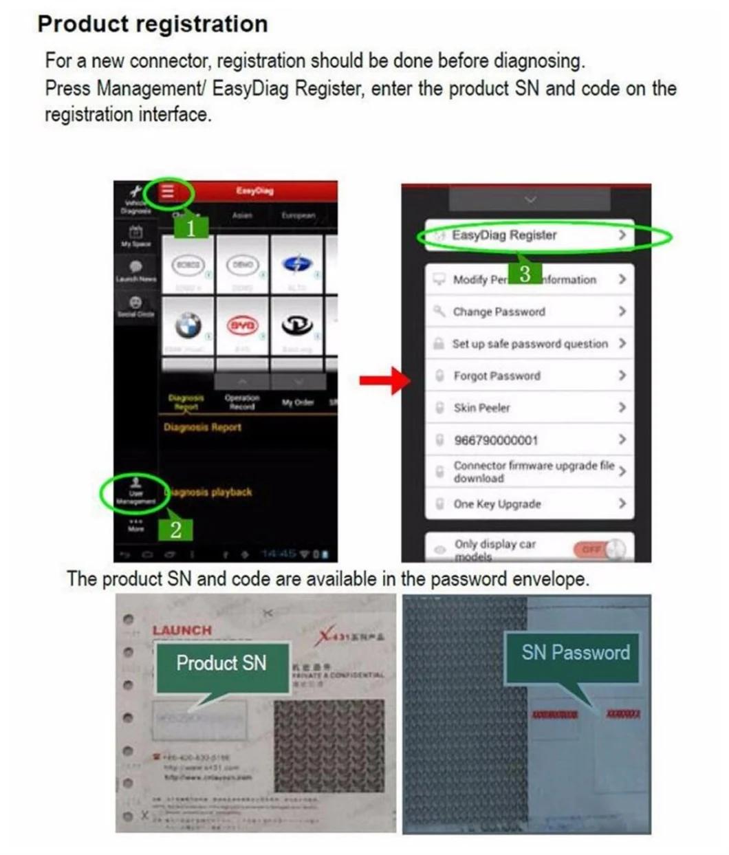 Launch Easydiag 2.0 Easy Diag OBD2 Diagnostic Scanner for Android Ios 2 in 1