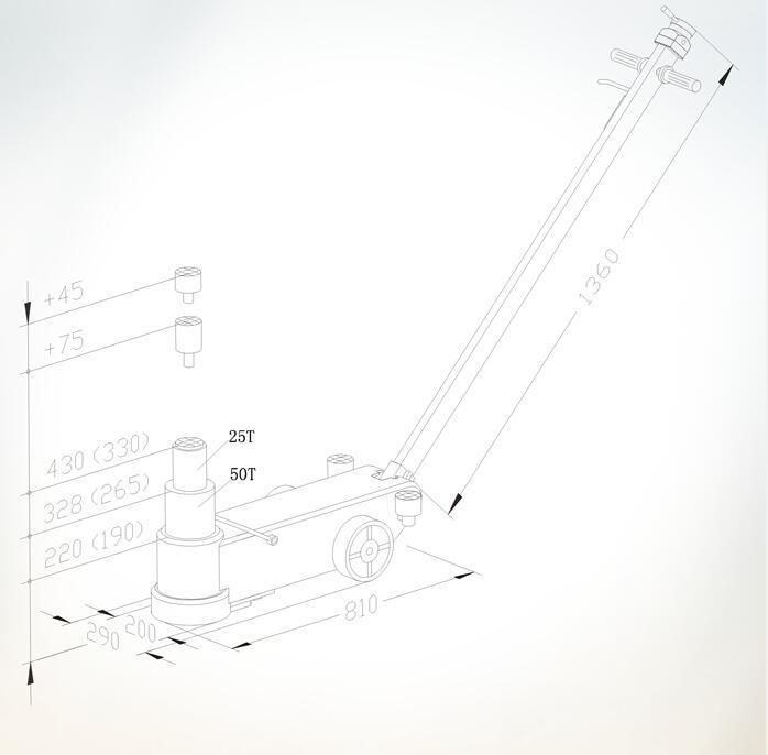 Double Node Air Hydraulic Floor Jack 50t 25t for Bus