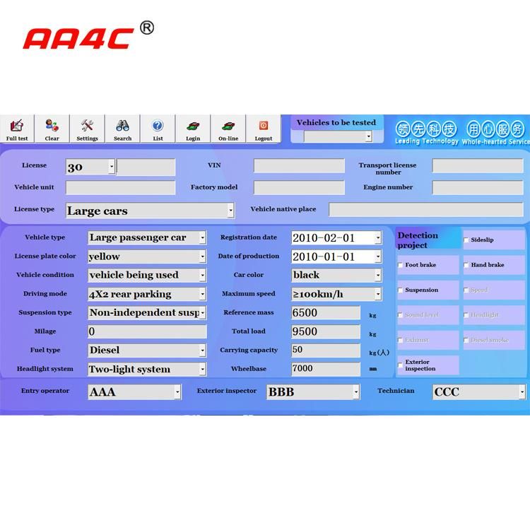 AA4c Auto Car Vehicle Test Line Roller 4-in-1 Vehicle Test Line Ctgt-3-4