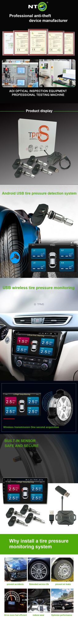 USB Car Tire Pressure Monitoring System for Car