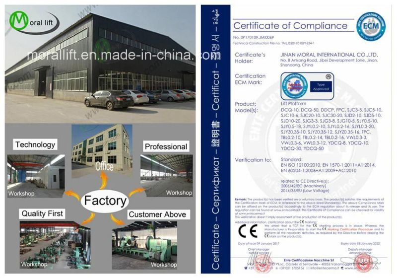 CE Approval Vertical Four Post Car Lift