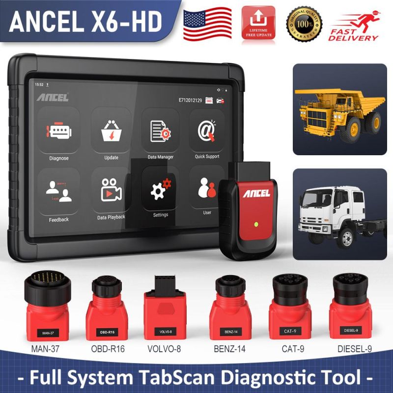 Ancel X6 HD Heavy Duty Truck Diagnostic Scanner for Isuzu ABS Airbag DPF OBD2 Scanner for Trucks Diesel OBD Diagnostic Scan Tool