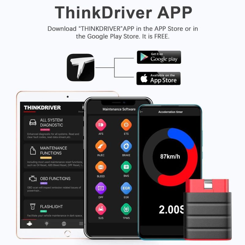 Original Thinkcar 2 Thinkdriver Bluetooth Full System OBD2 Scanner for Ios Android