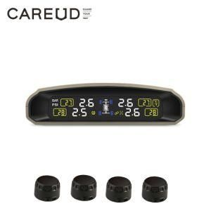 Solar Charging Car TPMS Tire Pressure Monitoring System HD Digital LCD Display Auto Alarm Tool Wireless 4 External Sensor