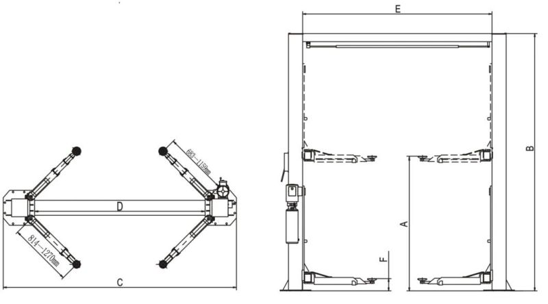 China Factory Smart Design Automotive Hoist Auto Two Post Lift 3500 (208C)