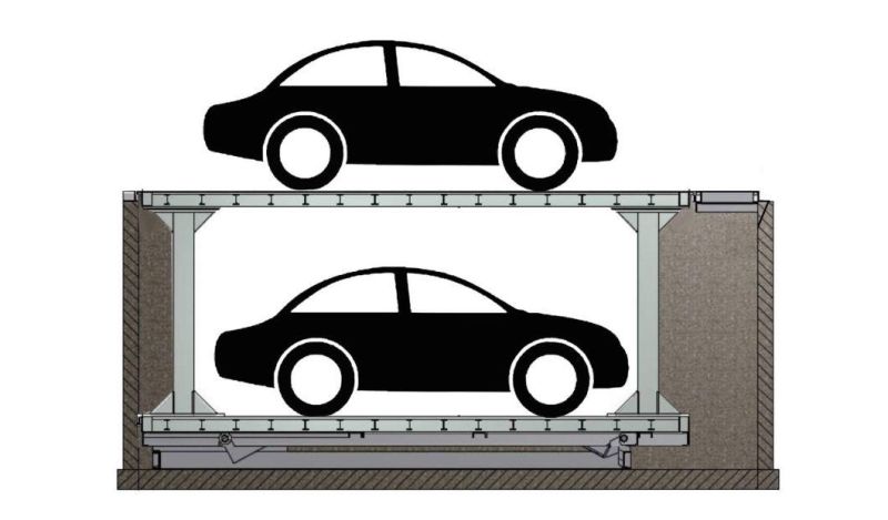 2 Cars Stacker Car Vehicle Parking Platform Lift