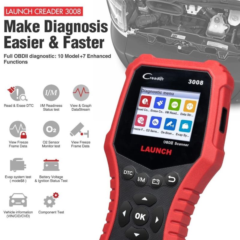 Engine Tester Auto Diagnostic Scanner Launch CR3008 Full OBDII Functions