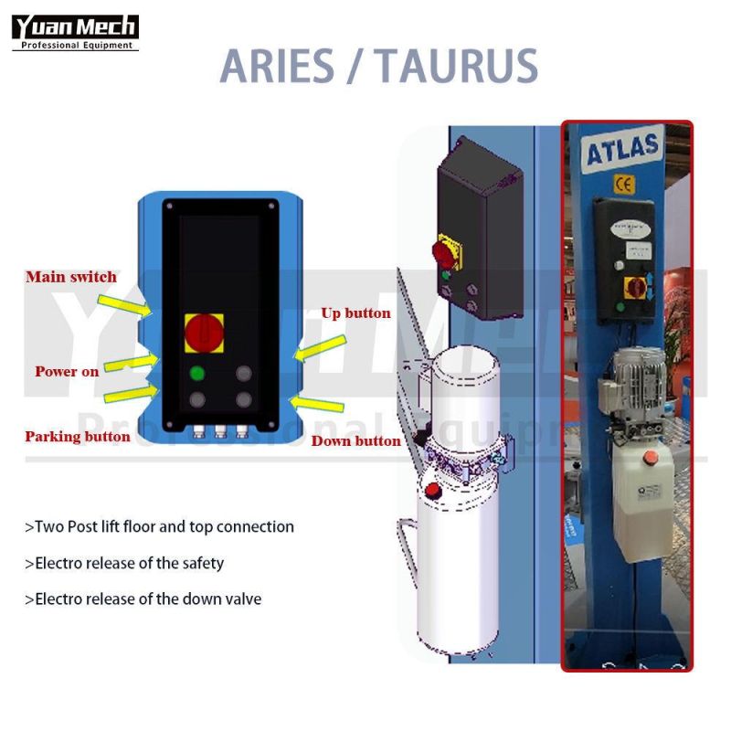 Yuanmech T4033mm Italy Design Patent High Quality Two Post Car Lift Top Connection