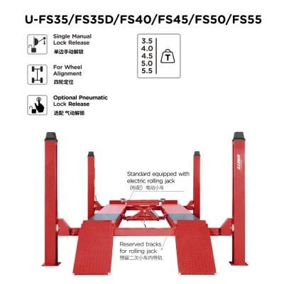 Hot Sell 4 Post Car Lift 5.5 T Capacity U-Fs55 Alignment Rack Four Post Lift