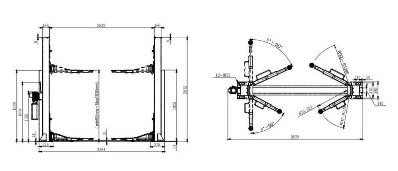 Two Side Release CE Certificate Hydraulic 2 Post Car Lift with Beam