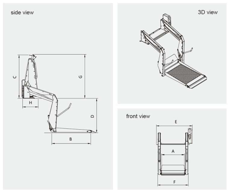 Wheelchair Lifting Platforms for Vans with CE Certificate with Loading 350kg (WL-D-880-1150)