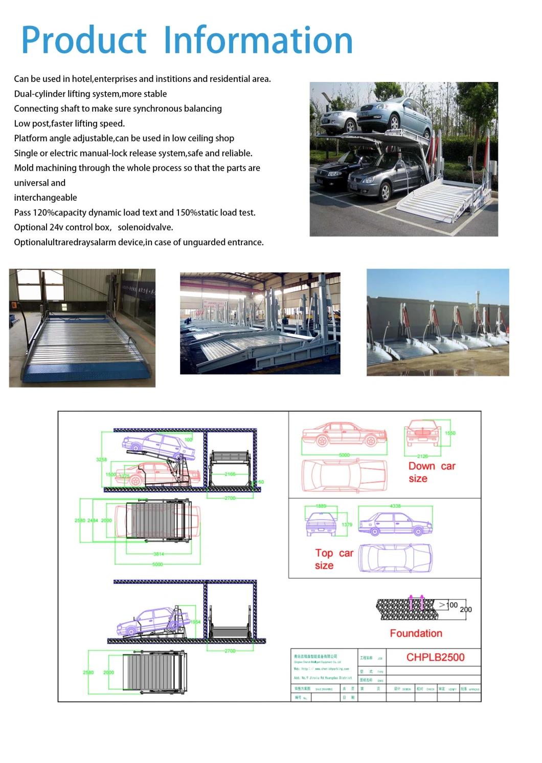 Hydraulic Tilting Parking Lift 2 Post Tilt Car Parking Lift