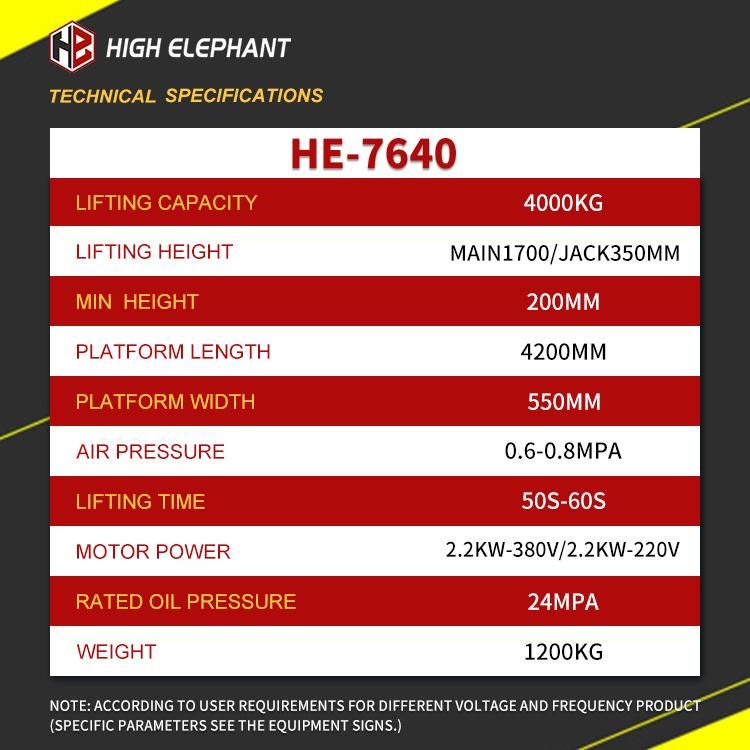 Alignment Four Post Hydraulic Car Lift 4000kg