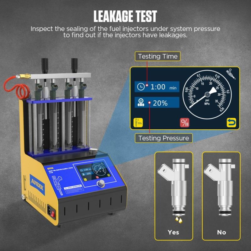 Autool CT180 Intelligent Upgrade Fuel Injector Tester Cleaning Machine Injector Ultrasonic Cleaner 4-Cylinders 110V 220V for Gdi