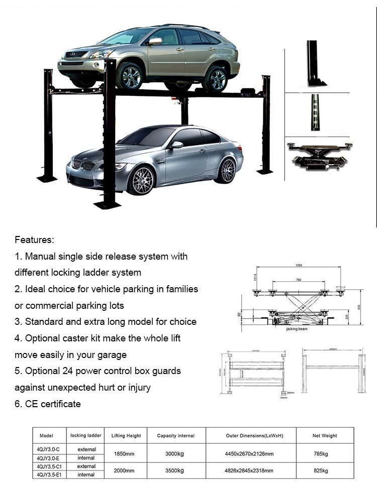 Four Post Double Stacker Car Parking Machine