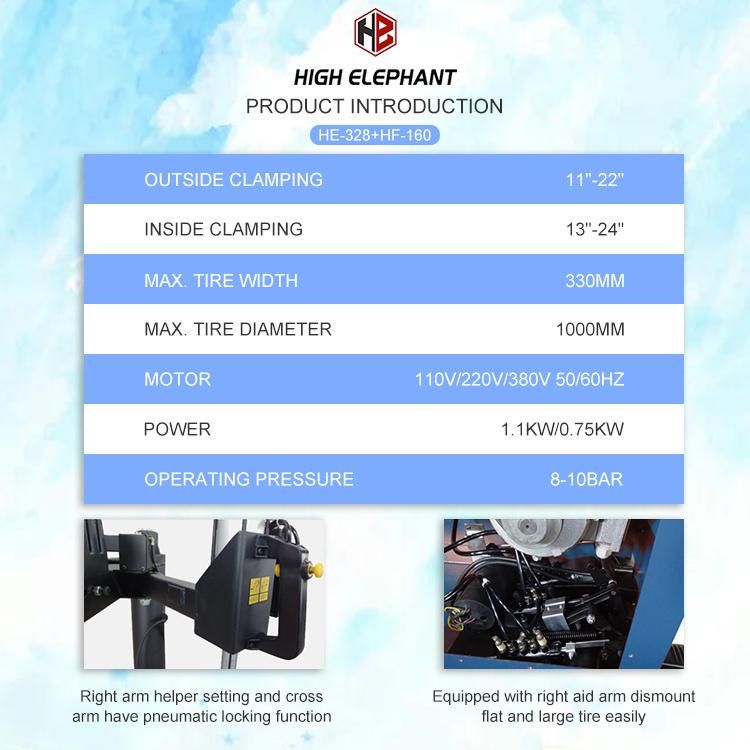 Fine Alloy Steel Clamp Tire Changer with Two Helper Arm