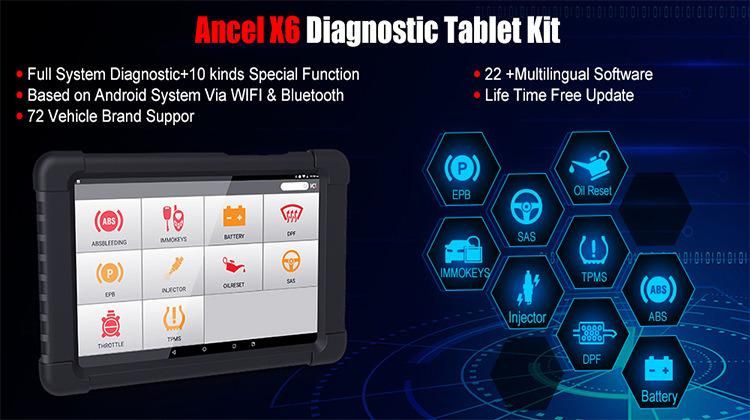 Ancel X6 Obdii Full System Diagnostic Tool Epb DPF Sas ABS Reset Oil Maintenance to Zero