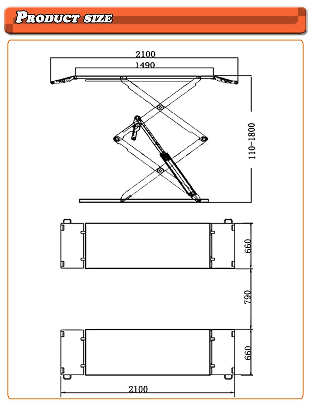 Hydraulic Waterproof Car Lift Hydraulic Scissor Alignment Car Lift Lifting Capacity