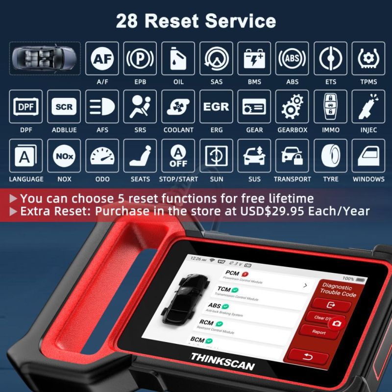 Thinkcar Thinkscan Plus S7 OBD2 Car Diagnostic Tool for Auto ABS Airbag Sas Oil DPF Epb Reset 7 Systems Automotive Scanner