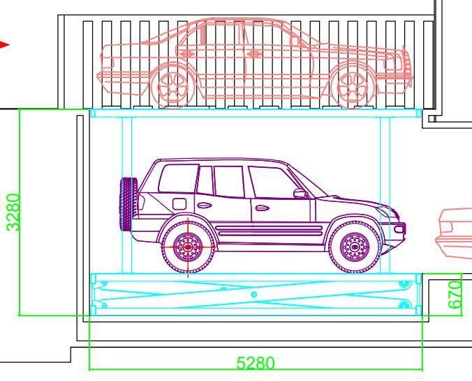 2 Level Hydraulic Scissor Platform 2 Car Stacker