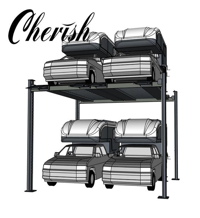 Two/Double Level/Layer Car/Vehicle Four Post Parking Lift/System