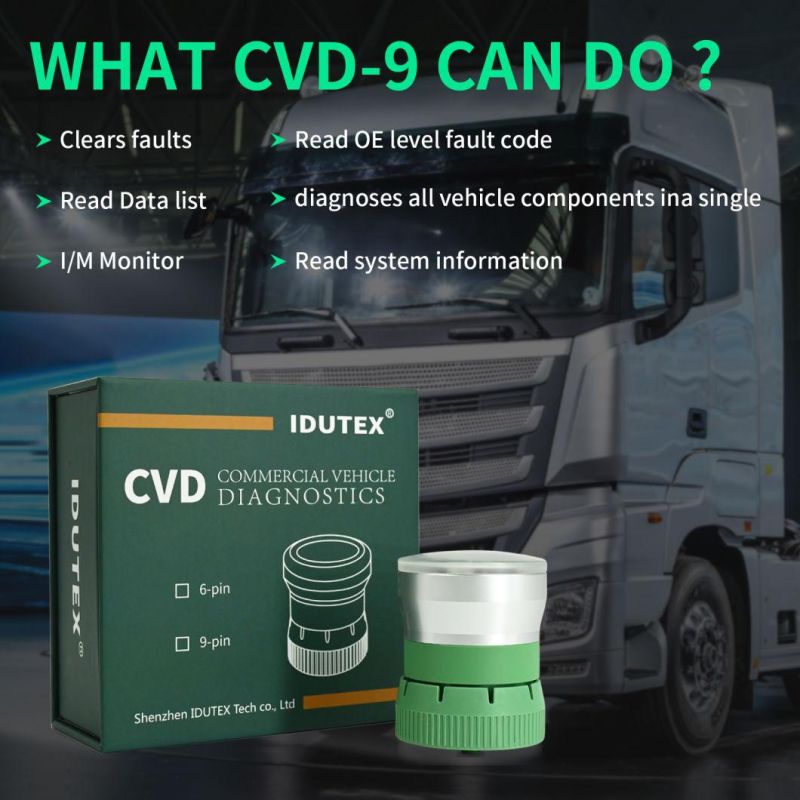 Iudtex CVD-9 Lifetime Free OBD2 Truck Auto Diagnostic Tools OBD 2 Scanner Automotivo Code Reader Check Engine Pk Elm 327